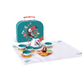 Hape Tea Time Play Set - Tea Set with Case, Kitchen Accessories, Also for Travel, Kitchen Role Play, Educational Toy for Children from 3 Years