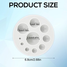 Half Round Ball Polymer Clay Molds, Silicone Clay Half Sphere Maker with 10 Size Pearl Fondant Mold for Earrings Pendants Beads Making Supplies