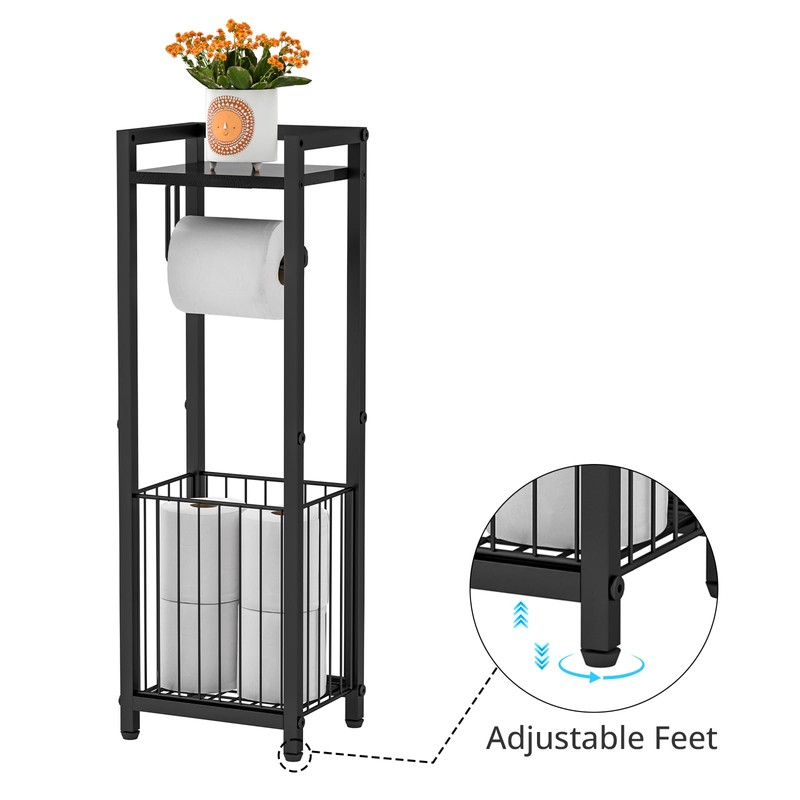 Narrow Side Toilet Paper Holder with Storage Rack - Freestanding