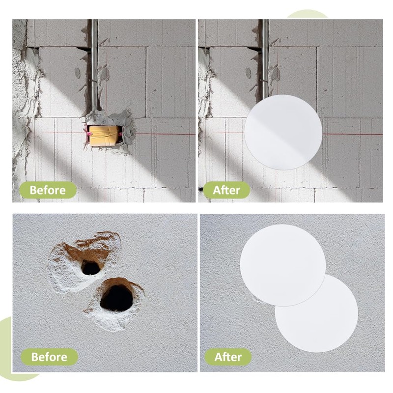 SUPERFINDINGS 8Pcs Wall Hole Cover Sheets with 60Pcs Plastic Stickers