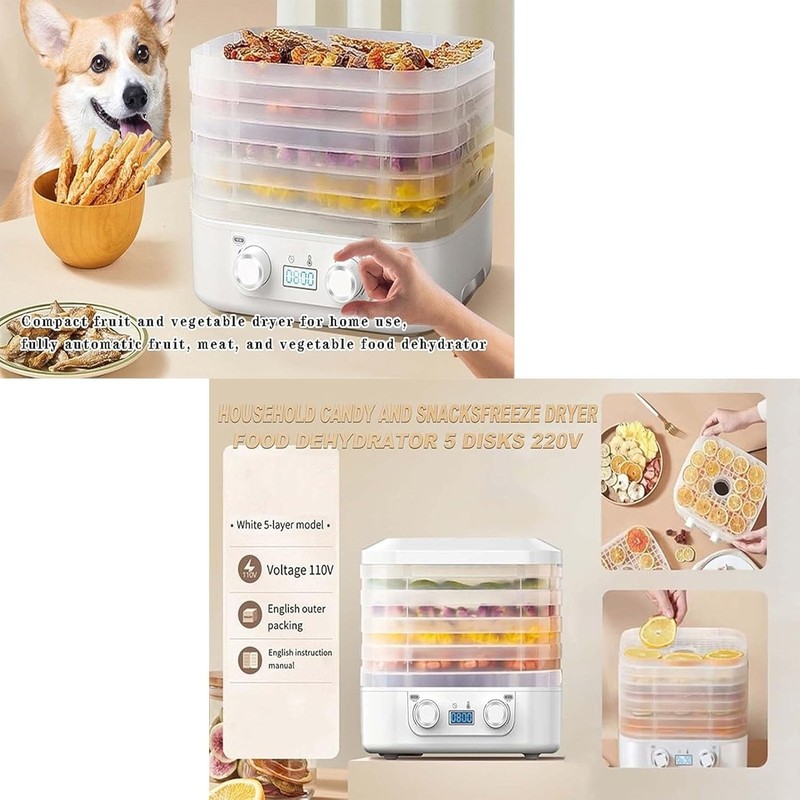 2025 Upgraded Food Dehydrator with 5 Trays - Digital Timer