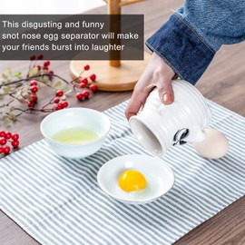 Jeanoko Cartoon Egg White and Yolk Separator, Egg Separator Funny Snot Nose Easy Operation Durable Ceramic Time Saving Egg White Separator for Kitchen Cooking