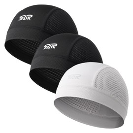 THINDUST 3Pcs Breathable Mesh Skull Cap,Lightweight Quick Dry Sports Helmet Liner for Men Women, Cooling Cycling Beanies