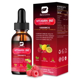 Beworths Natural Vitamin B12 Liquid Sublingual Extra Strength Energy & Immune Support