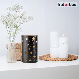 KOTARBAU® Lantern Stars Metal Black Diameter 9 cm Height 15 cm Steel Openwork Tea Light Holder Lantern Table Decoration Tea Light Holder Large Tea Lights Metal Christmas Decoration