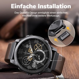 ANBEST Bracelet for Garmin Fenix 8 51 mm/7X/7X Pro/6X/6X Pro, 26 mm Quick Fit Leather Strap Compatible with Instinct 2X/Enduro/2/3/Epix Pro 51 mm/Fenix 5X/5X Plus/Tactix 7/Descent MK1/MK2/D2 Delta PX