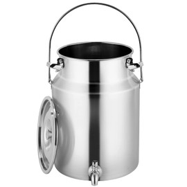 YMJOINMX 304 Stainless Steel Milk Can with Spigot 2.6 Gallon 10 Liter Metal Water Beverage Drink Dispenser Milk Pail Milk Bucket for Milk Wine Oil