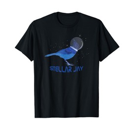 Stellar Jay Space Bird Funny Clever Bird Watcher Twitcher T-Shirt