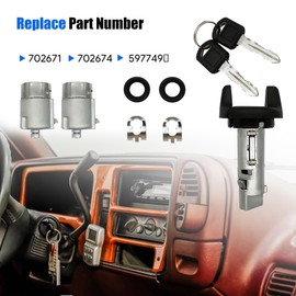 Ignition Switch Lock Cylinder and Door Lock Cylinder Set with Keys Fit for Chevy GMC C/K Pickup Tahoe Yukon Suburban 1995 1996 1997 Car Auto Ignition Key Switch Lock Cylinder Replace# 702671 702674