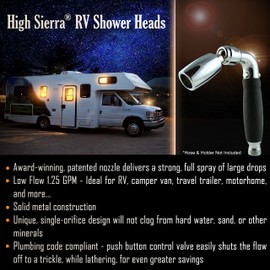 Handheld RV Shower Head with On Off Switch (Plumbing Code Compliant) - Solid Metal Construction - 1.25 GPM - Chrome