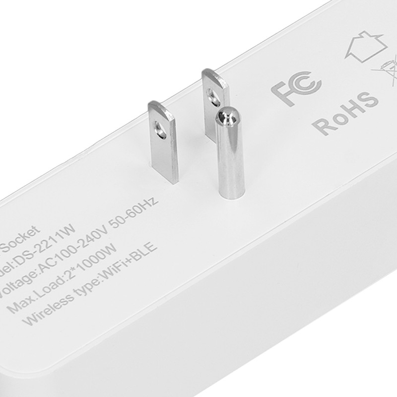 Power Strip WiFi BLE Remote Control Dual Sockets Receptacle 10A