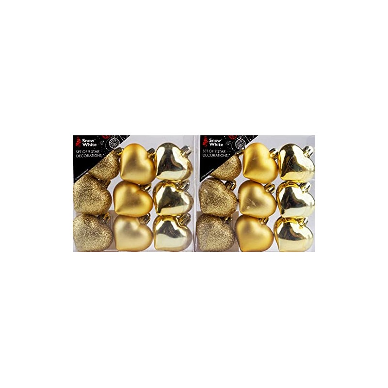 BWG Set Of 18 Gold Love Hearts Baubles - Christmas