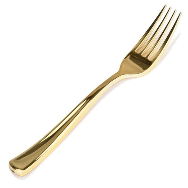 Plastic Silver Forks (75 Pack) - Glossy Gold Cutlery Forks - Disposable Silverware - Heavy Weight Plastic Gold Forks - Durable Plastic Forks for Parties - Stock Your Home
