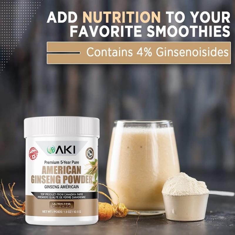 AKI American Ginseng Powder with 4% Ginsenosides - Ideal with