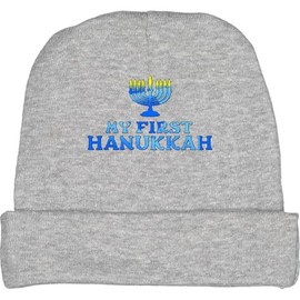 inktastic My First Hanukkah with Menorah Baby Beanie Hat Small Heather Grey 2d8b4