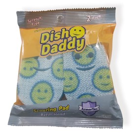 2 Scour Daddy Replacement Heads for Dish Daddy Scrub Daddy Refills for Dish Wand Scratch-Free Smiling Scrubbers Scouring Pads for Kitchen Bathroom Home Office Indoor or Outdoor Cleaning