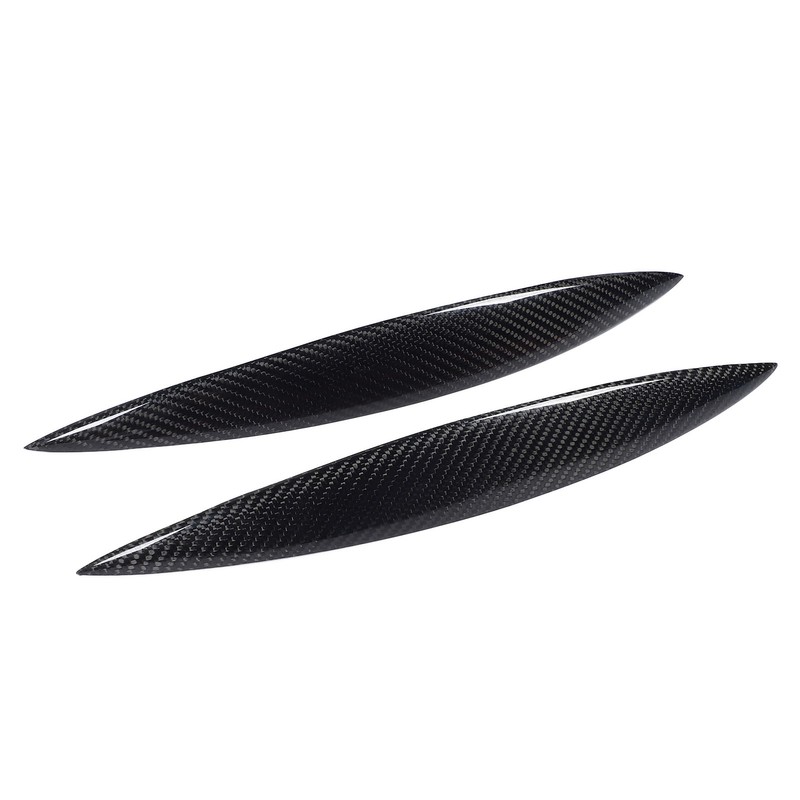 2pcs Carbon Fiber Headlight Eyebrows Left Right Glossy 3K Twill
