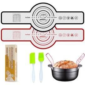 IMMSKILL 2PCS Silicone Bread Sling, Reusable Bread Baking Mat with Long Handles for Dutch Oven Liners, Non-Stick & Easy Clean Silicone Bread Mat(1 Red+1 Black)