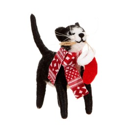 Sass & Belle Cat with Stocking Felt Decoration