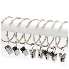 Curtain Rings with Clips Easy Open and Close 50mm Pack of 30 (C)