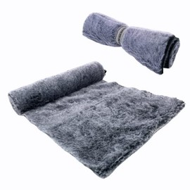 Fur Look Table Runner 28 x 200 cm - Fluffy Faux Fur Ribbon with Colour Gradient - Ideal for Table Decoration & DIY Projects (Mottled Grey)