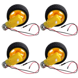 Stemedu DC Geared Gearbox Dual Shaft TT Motor Plastic Tire Tyres Chassis DIY DC 3-6V Anti-interferen for Arduino 1:48 Smart Car Robot (4 Sets)