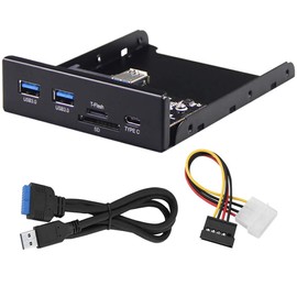 3.5 inch front panel, multifunctional, extends the USB 3.0 external interface of Type C / USB3.0 / TF SD, Desktop Floppy Drive, [Multi-function Type C x 1 + USB3.0 x 2 + TF card * 1 + SD card * 1]