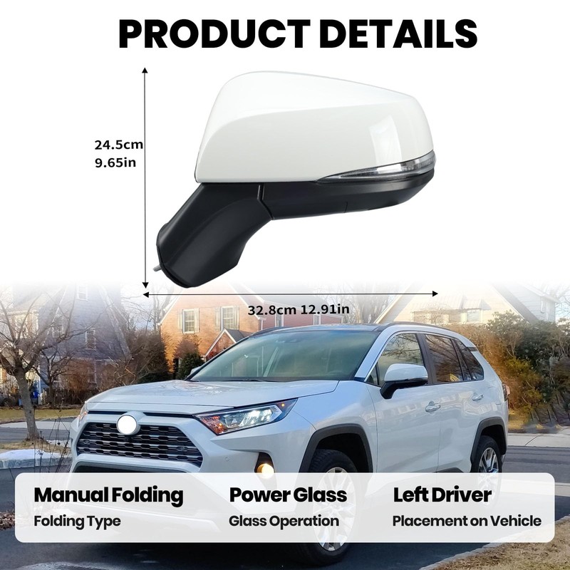 Left Driver Side Mirror Compatible with Toyota RAV4 2019 2020