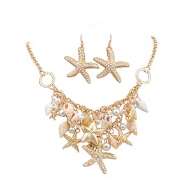 Gold Starfish Necklace for Women Seashell Necklace Layered Shell Necklaces Stack Beach Vacation Essentials Summer Jewelry Trendy Stuff Women Beach Fashion