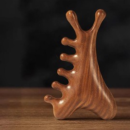 다기능 경락 목재 마사지 헤드 건강 빗 구아샤 포인트 샌달우드 대형 와이드 톱니 [03 N1] Multifunctional Meridian Wood Massage Head Health Comb Gua Sha Point Sandalwood Large Wide Teeth [03 N1]