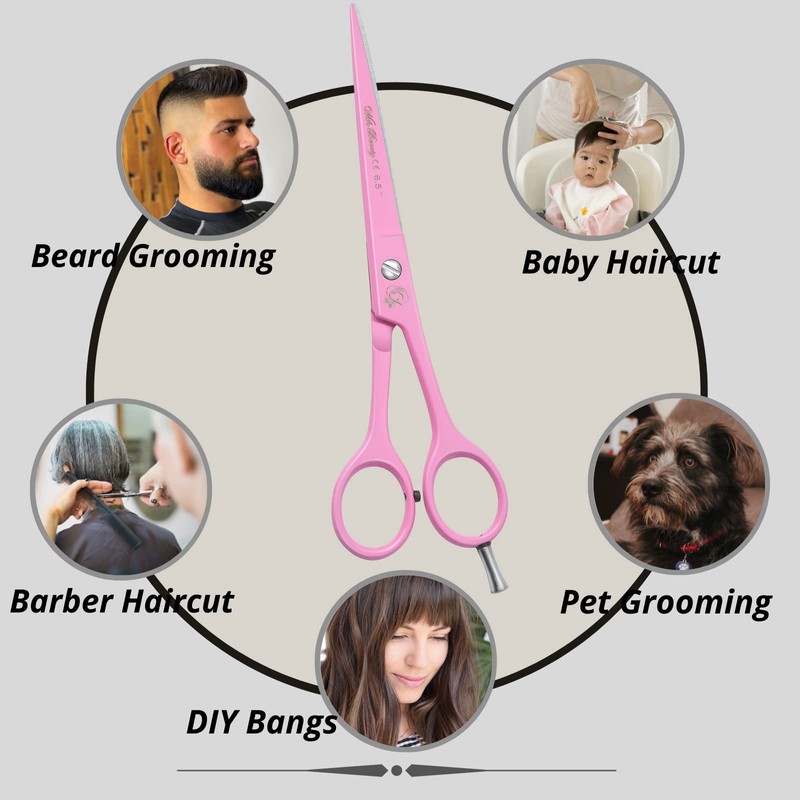 Pink Professional Barber Hairdressing Scissors THINNING Hair Cutting Shears Set+