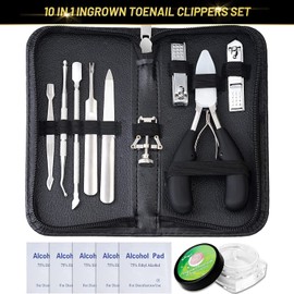 16 PCS Toe Nail Clipper, Modacraft Sharp Toenail Clippers Kits for Thick Nails, Professional Ingrown Toenail Treatment with Toenails Trimmer, Stainless Steel Nipper, Nail File for Men Women Gift