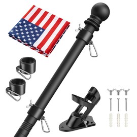 Wphold Flag Pole Kit with 3x5 USA Flag - 6FT Heavy Duty, Tangle Free Steel Flagpole, Flag Pole for House with Aluminum Bracket for Outdoor House, Porch, and Garden Display