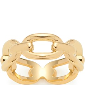 Leonardo Jewels Mathilde 024269 Band Ring in Gold-Coloured Stainless Steel Size 17 (53) Trendy Chain Link Look Chunky Chain Women's Jewellery, Stainless Steel, No Gemstone