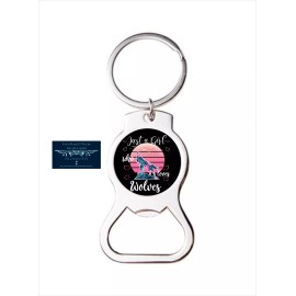 Unbranded JUST A GIRL WHO LOVES WOLVES WOLF ART OPENER KEYCHAIN KEY RING UNIQUE GIFT