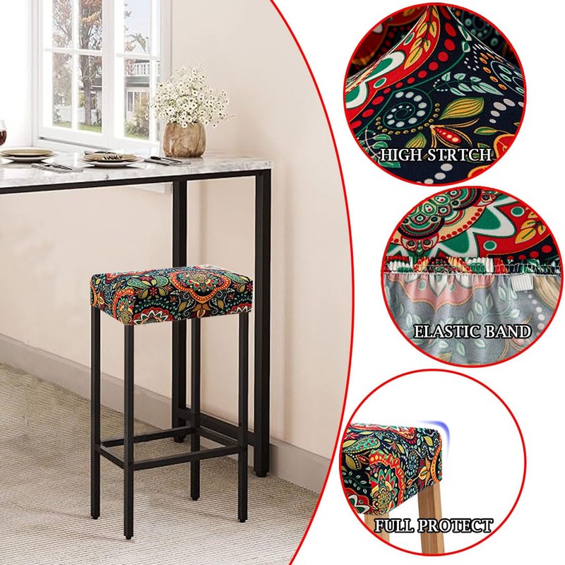 Lussenwert Stool Covers Rectangular Set of 2, Stretch Printed Vanity