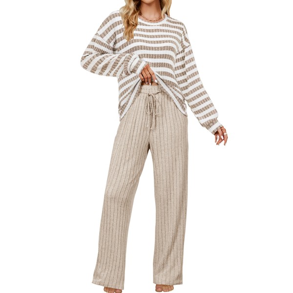 Blooming Jelly Womens Cute 2 Piece Pajama Sets Matching Ribbed