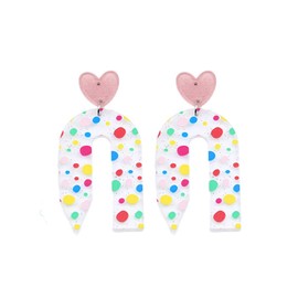 Acrylic Pencil Drop Dangle Earrings Creative Rainbow Back to School for Students Women Appreciation Teacher Pre-K Earrings Jewelry-dot rainbow