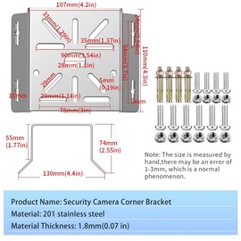 ZT-NET Universal Eckhalterung für Überwachungskamera Edelstahl Montage Eckhalterung für Wandmontage-Ecke, geeignet für CCTV-Kameras, LED-Wand-/Bühnenleuchten, Sonnenkollektoren