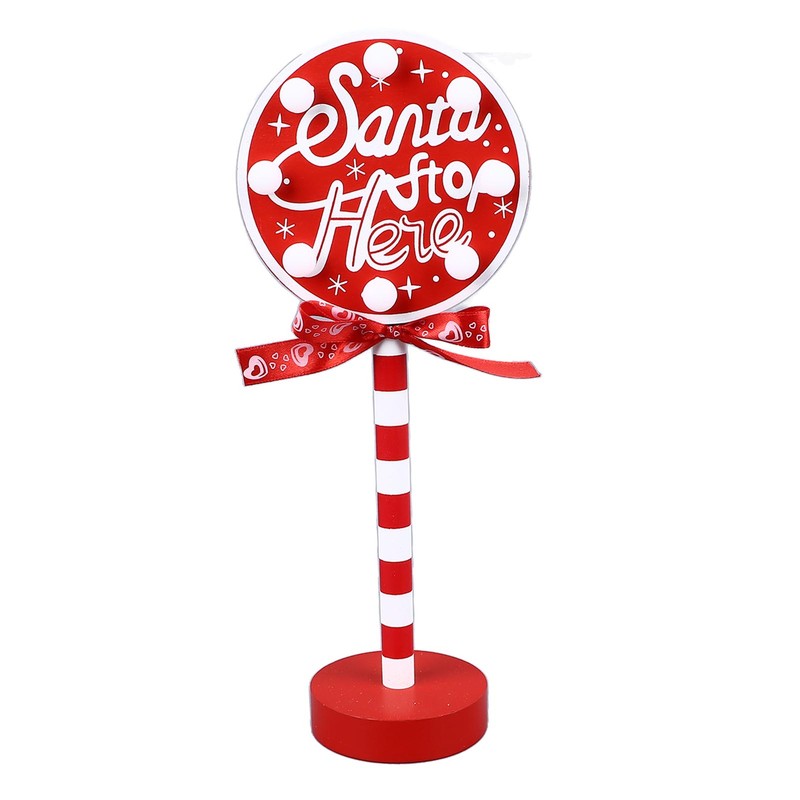 Christmas Stop Here Decor Metal Solid Wood LED Delicate Santa