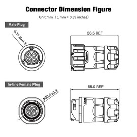 4 Pin IP68 Waterproof M20 Aviation Connector for Electrical Connection 20A