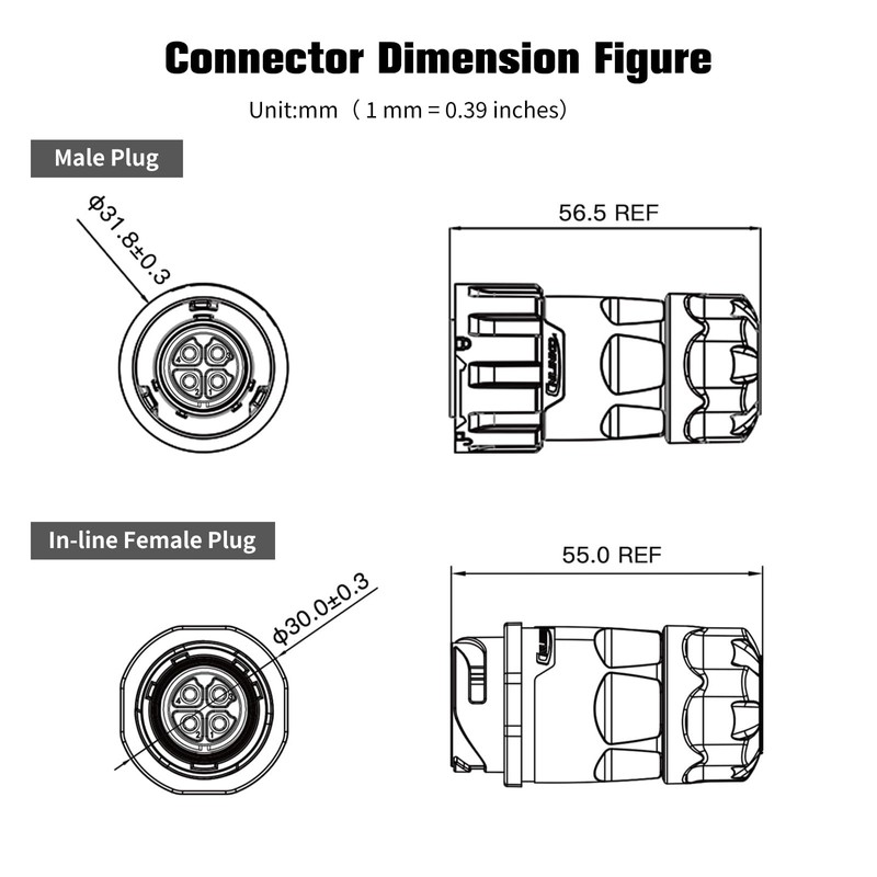 4 Pin IP68 Waterproof M20 Aviation Connector for Electrical Connection