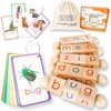 LITTLE BUD KIDS Spin-and-Read Phonics Toy, Rotating Wooden Reading Blocks