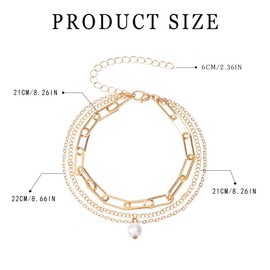 Handcess Boho Layered Anklet Gold Beads Foot Jewelry for Women and Girls