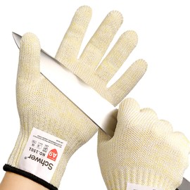 Schwer ANSI A9 Cut Resistant Gloves, Food Grade Reliable Cutting Gloves, Mandoline Gloves for Kitchen Meat Cutting, Oyster Shucking, Fish Fillet Processing, Mandoline Slicing (1 Pair, S)