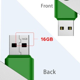 MOSDART USB2.0 16GB Flash Drive, Swivel Design with LED Indicator, Keychain Loop, FAT32 Memory Stick for Data Storage, Green(Pack of 10)