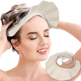 Professional Recommended Shampoo Hat, Adults and Children, Adjustable, Waterproof, 21 Adjustable Levels, For Nursing Care (Off-White)