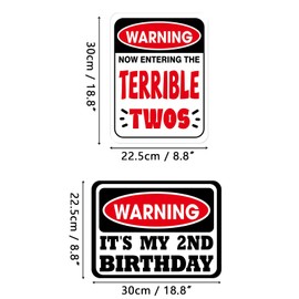 WERNNSAI 2nd Kids’ Birthday Party Decorations - 9PCS Wall Signs Funny Tags for Babies 2 Year Old Party Decor Yellow Caution Logos on Door Windows Yard Garden Banner Party Supplies Picture Props for Children