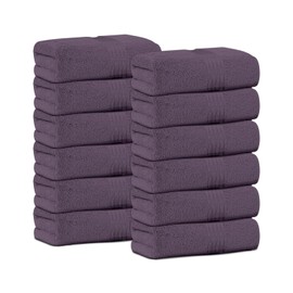GC GAVENO CAVAILIA 12 Pack Flannel Face Cloth Face Towels 30 x 30 Cm | Egyptian Cotton 450 GSM Towels Set Fingertip Highly Absorbent Washcloths For Bathroom, Spa & Gym, Purple