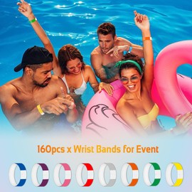 160pcs Wristbands for Events 3/4 Inch Paper Wrist Bands Coloured Waterproof Event Wristbands Neon Disposable Entry Wristbands Paper Bracelets for Events Music Festival Party Concert Contest - 8 Colors